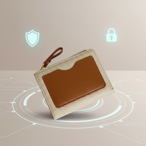 Minimalist Unique Retro <b>Small</b> PU <b>Wallet</b> Button Anti-Theft Printed Lychee Pattern Contrasting Colors Short Coin Card Holder Open - Product Image 5