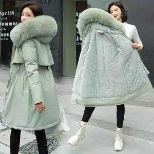2023冬季新款女式棉衣长发衣领加绒棉外套羽绒棉外套保暖外套