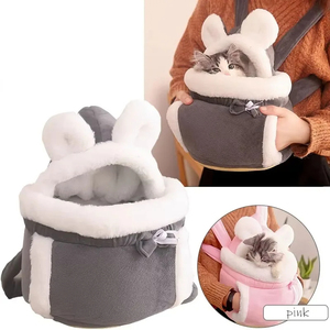 KingHon <b>Cat</b> Carrier <b>Backpack</b> Winter Warm Pet Carring Bags Soft Plush Pets Cage for Outdoor Travel Pet Hanging Chest Bags 6kg - Product Image 1