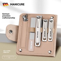 Longhui – Kit de manucure allemand incliné 10 pièces, coupe-ongles haut de gamme, ensemble portable avec étui en cuir et outils d'hygiène auriculaire