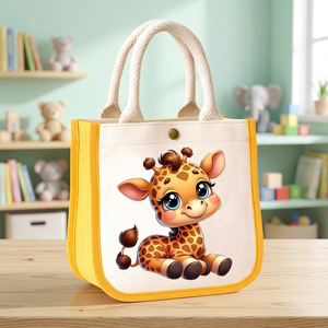 Sac fourre-tout en toile écologique pour enfants Girafe - Amusant et fonctionnel, capacité moyenne, rangement pour enfants toutes saisons - Product Image 3
