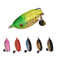 Nouvelles leurres artificielles souples SKM en PVC et métal de 8 cm, en forme de grenouille, avec doubles hameçons et paillettes, pour la pêche en lac et en rivière