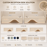 Bureau de réception moderne en MDF personnalisé pour salon de beauté, hôtel, avec éclairage LED, design pliable, armoire de rangement pour l'école et l'hôpital