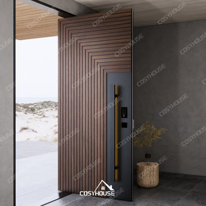 Porte d'entrée principale en bois massif sculpté sur mesure pour villa de luxe - Product Image 5