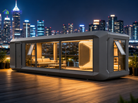Capsule spatiale moderne en alliage d'aluminium avec grande fenêtre en verre et éclairage LED pour hôtels et appartements