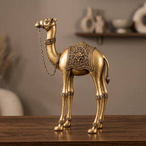Statue de chameau en métal plaqué or CGH, ornement moderne poli miroir avec chaîne de couverture, cadeau de camping personnalisable et écologique - Product Image 1