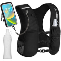 Gilet de course unisexe en polyester léger avec poche pour bouteille, bandes réfléchissantes, gilet de sport réglable