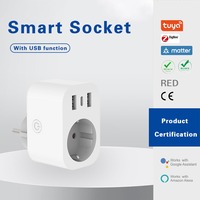 Enchufe Inteligente WiFi Tuya Smart OEM 16A EU Schuko con Monitor de Energía USB a C
