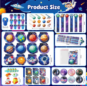 Paquete de Regalo de Juguetes con Temática Espacial: Bolas de Planetas, OVNI, Cohete, Astronauta, Mini Cuadernos, Lápices, Borradores, Reglas, Sellos, Pegatinas - Product Image 6