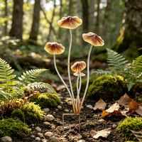 Sculpture de champignon en métal faite à la main OEM ODM avec piquet pour la décoration de jardin, de cour et de pelouse
