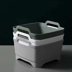 Cuenco de lavado con escurridor de agua con tapón, cuenco de lavado y <span class=keywords><strong>drenaje</strong></span> de cocina con asas y tapón de <span class=keywords><strong>drenaje</strong></span>, 9 litros, gris - Product Image 5