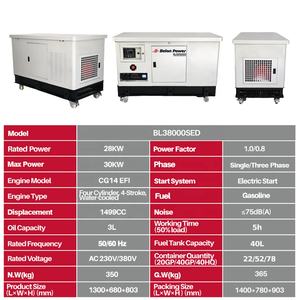 Usine Belon 28KW 30KW CE /GS générateur triphasé 4 cylindres 4 temps générateur d'essence refroidi à l'eau 121/40A - Product Image 5