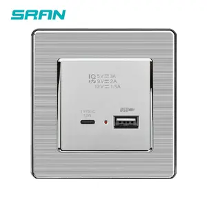 SRAN Custom 18w Fast Charging Electrical USB type-C Wall Universal Power USB C Outlet