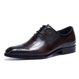 Men's Italian Style Formal Genuine Leather Lace-up Handmade Party Oxford Shoes <b>Pointed</b> Toe Breathable Anti-Slip Lightweight - Product Image 2