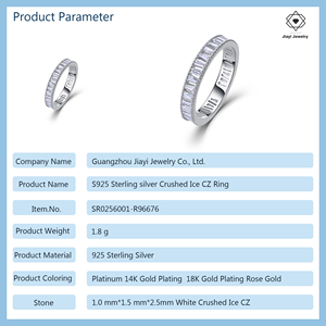 S925 Sterling <strong>Silver</strong> Baguette Cut CZ <strong>Eternity</strong> <strong>Ring</strong> for Women Full Paved Cubic Zirconia Tennis Band Fashion Jewelry Gift - Product Image 2