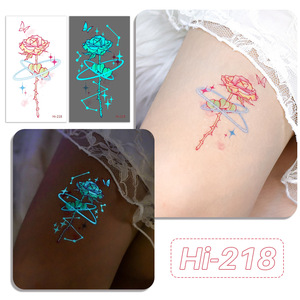 Pegatinas de Tatuajes Temporales Luminosas Multicolores, Estilo Floral Coreano Y2K, 18 Diseños, Durabilidad de hasta 1 Semana - Product Image 4