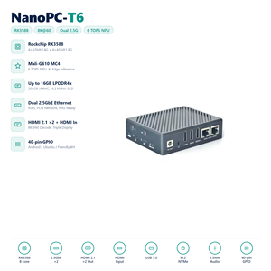 FriendlyELEC NanoPC-T6 RK3588 SBC 4GB 8GB 16GB LPDDR4X Dual 2.5G Ethernet M.2 NVMe Slot Linux Android KI Edge-Computing-Board - Product Image 1
