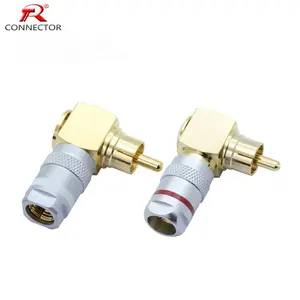 Right Angle RCA Male Plug Connector Brass Gold Plated 90 Degree RCA Terminals Speaker Audio Adapter