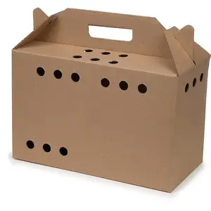 Ustom-caja de cartón con logo corrugado para transporte de mascotas, caja de papel kraft para gato, para transporte de animales