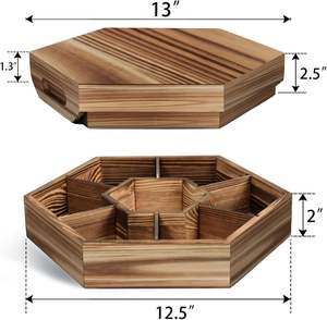 Achteckiges hölzernes Serviert ablett mit 8 Fächern, mehrzellige Snack box für Nüsse, Süßigkeiten, Party Food Display - Product Image 2