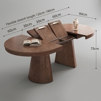 Table à manger en bois massif de style français, extensible et pliable, pour salon, table variable pour petit appartement