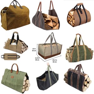 Indoor Bag Firewood Storage Tote Fire Place Log Holders Outdoor Fire Wood Carrier Bag with Handles