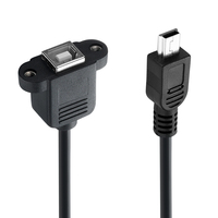 Bochara 30cm Mini 5Pin USB 2.0 mâle à Type B femelle câble d'extension d'imprimante avec trou de vis de montage sur panneau