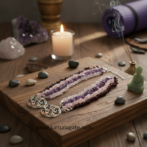 Handmade 7 Chakra Reiki Energy Pendant Necklace with Rose Quartz & Amethyst <b>Crystal</b> Gemstone RAC <b>Chips</b> Stylish Religious Style - Product Image 3