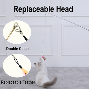 Nhà Máy Nhà Cung Cấp Hoopet Pet Phát Minh Mới Có Thể Thu Vào Trêu Ghẹo Feather Cát Cần Câu Đồ Chơi - Product Image 3