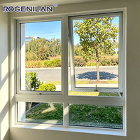 Fenêtre à auvent moderne en aluminium Rogenilan, double vitrage ventilé, vitrage Low-E extérieur, fenêtres sur mesure avec stores
