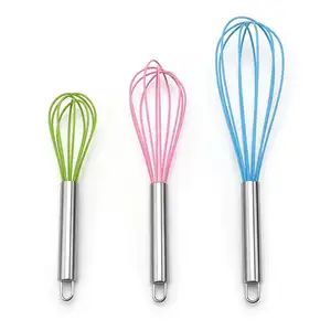 Food grade home baking utensils multicolor silicone manual egg whisk for cooking