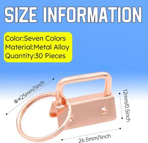 Uxney - Abrazaderas de llavero de 1 pulgada en oro rosa con anillas divididas para la fabricación de correas de muñeca, cordones, etiquetas para bolsos y proyectos de bricolaje - Product Image 2