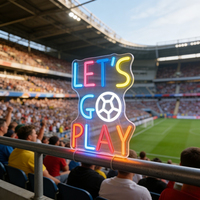 Letrero de Neón LED Decorativo para Pared Neonawall Lets Go Play Football, Regalo Perfecto para Fanáticos del Fútbol y Jugadores