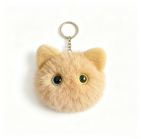 Peluche tête de chat super mignonne, jouet animal aux grands yeux, porte-clés, pendentif pour sac à dos de voiture, cadeau d'anniversaire, poupée jouet