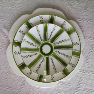 Rosa Blumen geprägte Keramik Ladegerät Spitze Rand Porzellan Teller Teller Wieder verwendbares Geschirr Set für Partys - Product Image 6