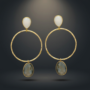 New Arrival Gold Plated <b>Silver</b> <b>Drop</b> <b>Earrings</b> with Quartz Gemstone Unique Design for Wedding & Party Occasions - Product Image 2