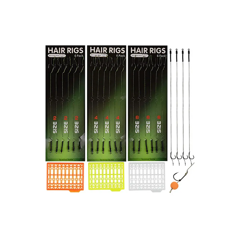 21Pcs accessori per la pesca alla carpa con 18 pezzi di impianti per capelli da pesca alla carpa 3 pezzi Hair Rig Boilie Bait Stopper Extender Boilie Tackle Tool