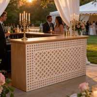 Nouvelle conception, table de bar rectangulaire en bois massif à 100%, mobilier moderne, événement de mariage, table de bar robuste avec rotin