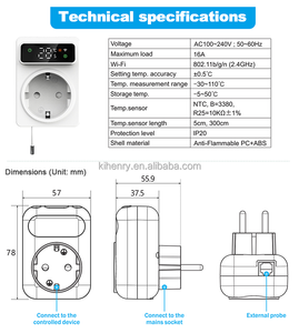 16 ए के लिए नया डिजाइन थर्मोस्टेट सॉकेट स्मार्ट वायरलेस के लिए अपार्टमेंट के लिए स्मार्ट वायरलेस के नेतृत्व वाला tp4w कूलिंग और हीटिंग तापमान नियंत्रक - Product Image 5