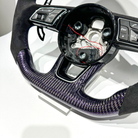 Audi RS A1 A3 A4 A5 A6 A7 R8 RS3 C7 Q5 Q7 S3 S5 8V B8 B9 S4 Q3 Q8 için LED'li Deri Karbon Fiber Araba Direksiyonu