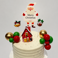 Kit de 14 décorations de gâteau de Noël Père Noël, boules rouges, vertes et dorées, maison de neige, rennes, clochettes, pour décorations de fête de fin d'année