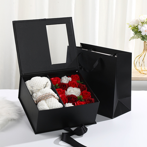 Boîte à rouge à lèvres et parfum personnalisée avec logo, design rose, carrée, romantique, en carton, avec demi-fenêtre transparente, écologique, pour la Saint-Valentin, la fête des mères - Product Image 2