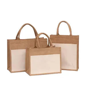 Custom Logo Printing Fashion Women's Handbag Reusable Jute Shopping Tote Bag