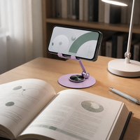 Support de téléphone portable et tablette en métal, rotatif à 360 degrés, pliable et réglable, pour bureau