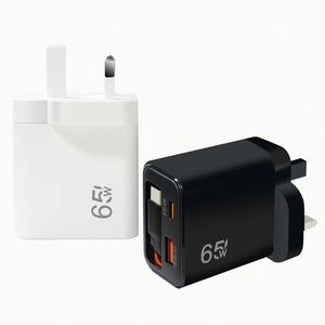 65W UK/US/EU 2-Port USB A+C Travel Charger Retractable C Cable PD QC 3.0 Fast <b>Charging</b> for Mobile Phone Power <b>Adapter</b> - Product Image 1