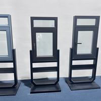Ventana abatible de aluminio de tamaño personalizado, marco delgado, diseño de ahorro energético para ingeniería de edificios de apartamentos y oficinas.