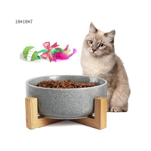 Support de gamelle pour animaux de compagnie en bambou, hauteur réglable pour chats, 38x19x18 cm, avec deux gamelles en acier inoxydable - Product Image 2
