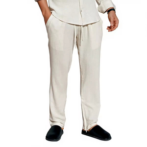 Set Camicia e Pantaloni in <span class=keywords><strong>Lino</strong></span> per <span class=keywords><strong>Uomo</strong></span>, Vendita all'Ingrosso, Logo Personalizzato, Completo in Puro <span class=keywords><strong>Lino</strong></span> a 2 Pezzi, Traspirante e Casual per Ordini all'Ingrosso - Product Image 5