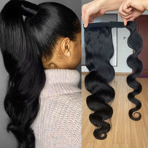 Letsfly Vente en gros Extensions de cheveux humains vierges brésiliens 9A 10A 30 pouces, type queue de cheval à cordon de serrage/enroulable, pour femme noire, 100% cheveux humains - Product Image 4