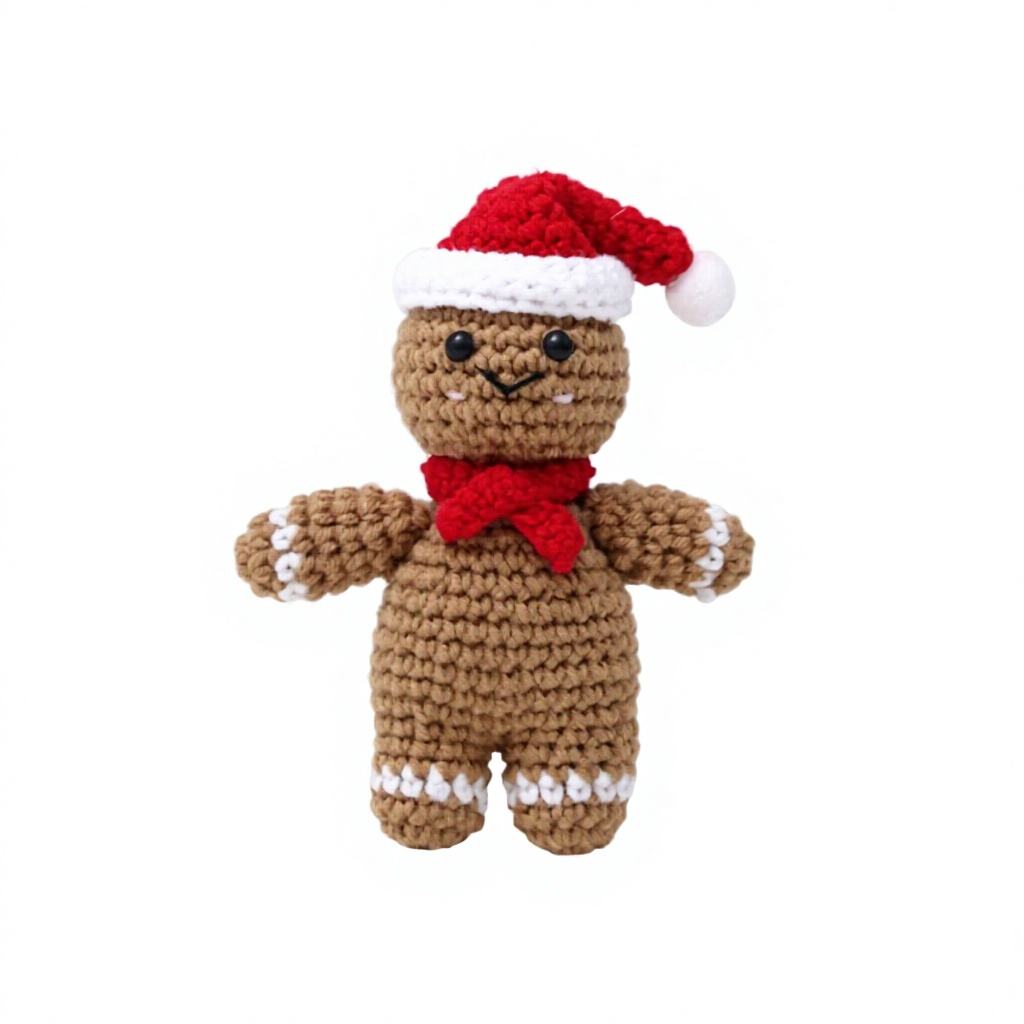 Bonhomme de pain d'épices de Noël - Grand modèle - Chapeau rouge et écharpe